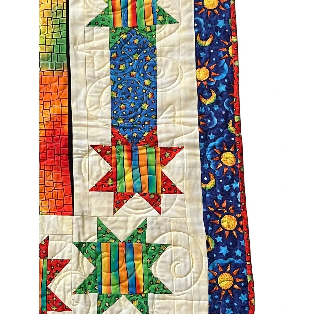 Handmade Prayer Quilt 61x43 Celestial Patchwork Bed Topper Throw